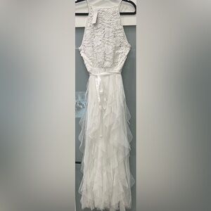 BRAND NEW White Candalite Dress S Shimmer Tulle Formal dress Wedding/prom